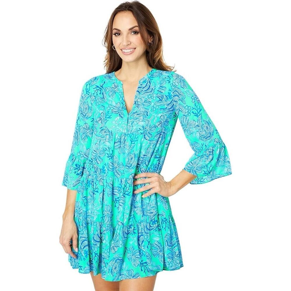 NWOT Lilly Pulitzer Gabriel Dress Women's Size 4 Cabana Green Keepin It Reel